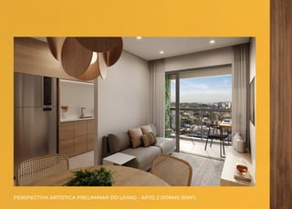 PERSPECTIVA ARTÍSTICA PRELIMINAR DO LIVING - APTO 2 DORMS (61M²)
 