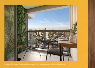 PERSPECTIVA ARTÍSTICA PRELIMINAR DO TERRAÇO - APTO 2 DORMS (61M²)
 
