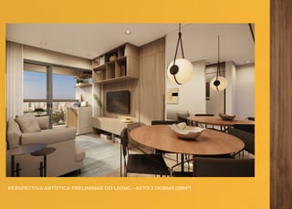 PERSPECTIVA ARTÍSTICA PRELIMINAR DO LIVING - APTO 2 DORMS (59M²)
 