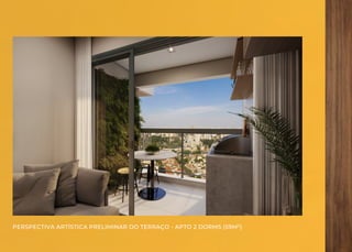 PERSPECTIVA ARTÍSTICA PRELIMINAR DO TERRAÇO - APTO 2 DORMS (59M²)
 