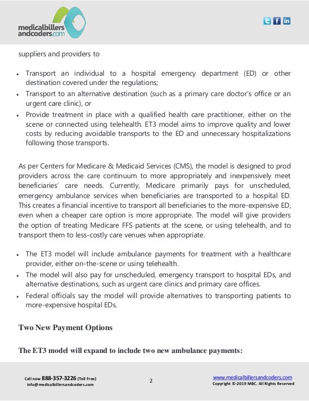 New Payment Model for Ambulance Services ET3