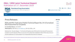Excipient Risk Assessment New PDA/IPEC Technical Report on Excipient Risk Assessment - insights ...