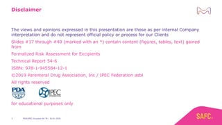 Excipient Risk Assessment New PDA/IPEC Technical Report on Excipient Risk Assessment - insights ...