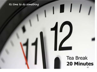43
Tea Break
20 Minutes
 