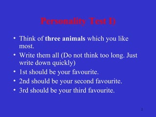 New personality test | PPT