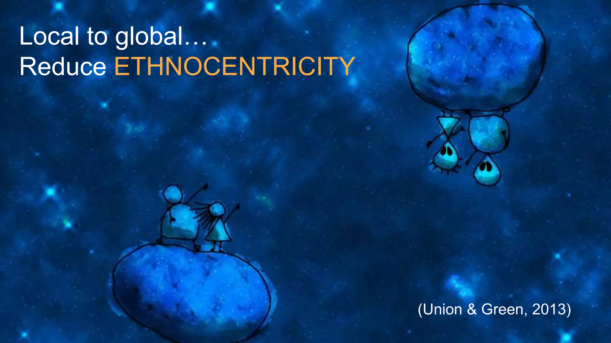 Local to global…
Reduce ETHNOCENTRICITY
(Union & Green, 2013)
 
