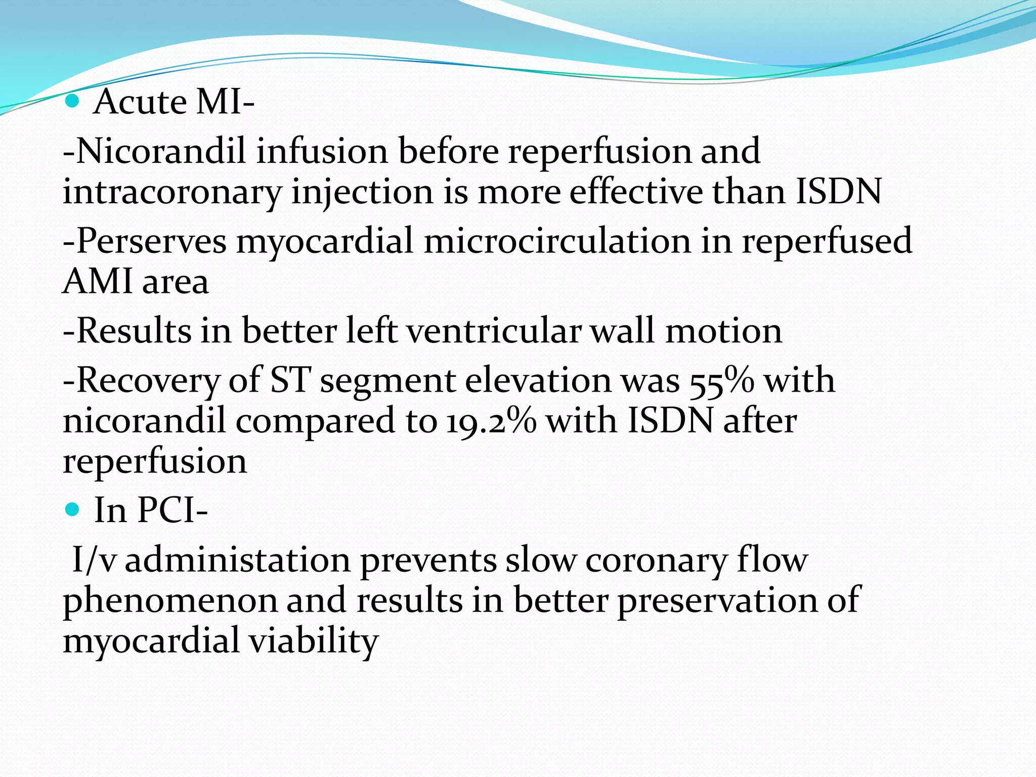 New pharmocological agents in the management of angina nicorandil | PPTX