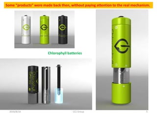 2016/8/16 5CCL Group
Chlorophyll batteries
Some “products” were made back then, without paying attention to the real mechanism.
 