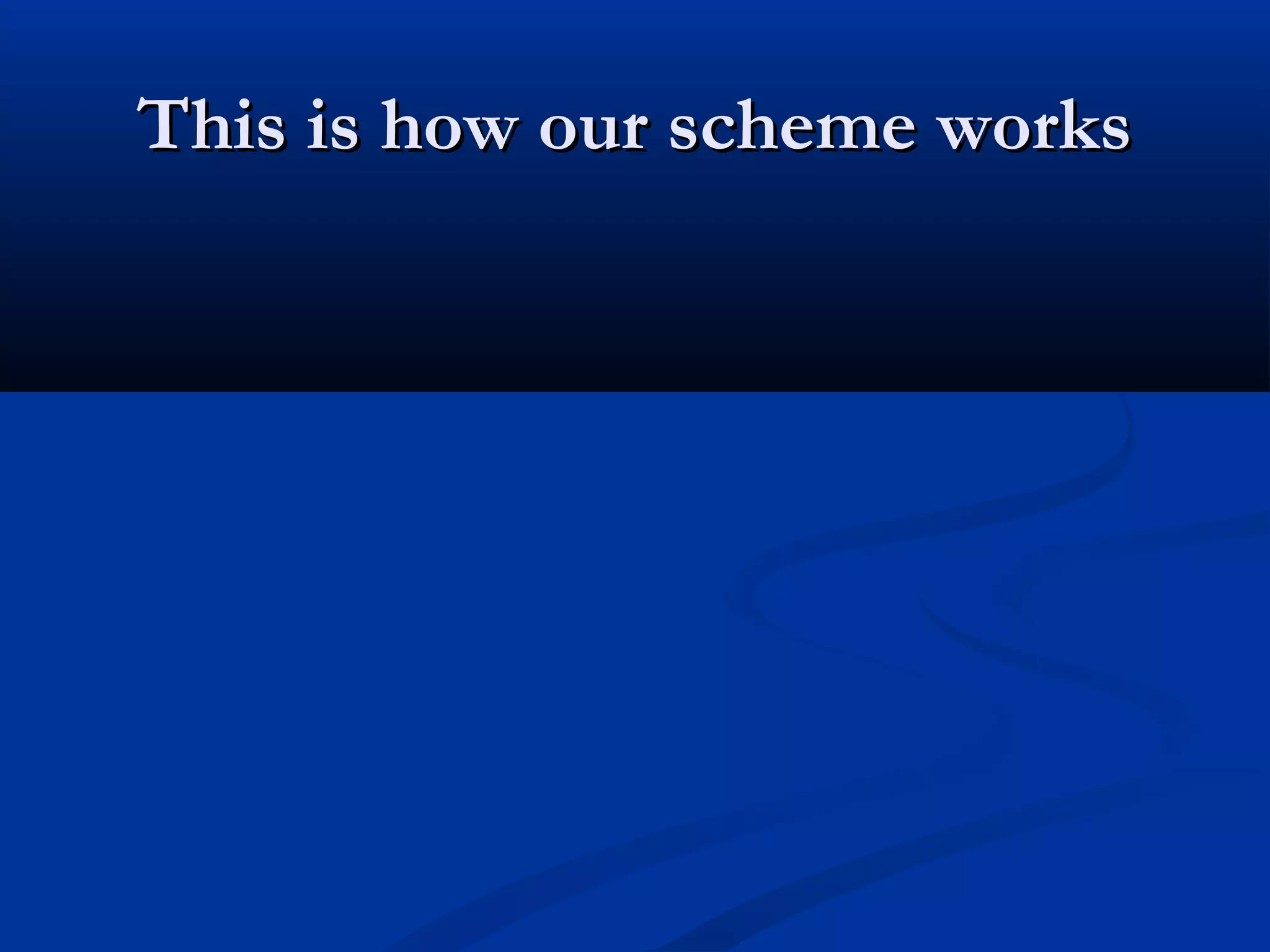 This is how our scheme worksThis is how our scheme works
 