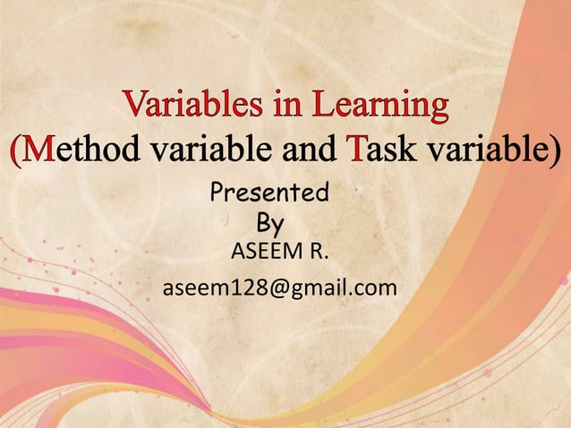 Variables in Learning. | PPTX | Education