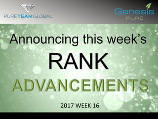 Announcing this week’s
RANK
2017 WEEK 16
 