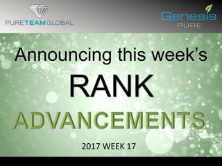 Announcing this week’s
RANK
2017 WEEK 17
 