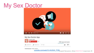 Андрей Ярошенко, обзор #SEXTECH индустрии, 26
My Sex Doctor
youtube.com/watch?v=Kr2XiX_T72E
 
