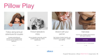 Андрей Ярошенко, обзор #SEXTECH индустрии, 36
Pillow Play
pillow.io
 