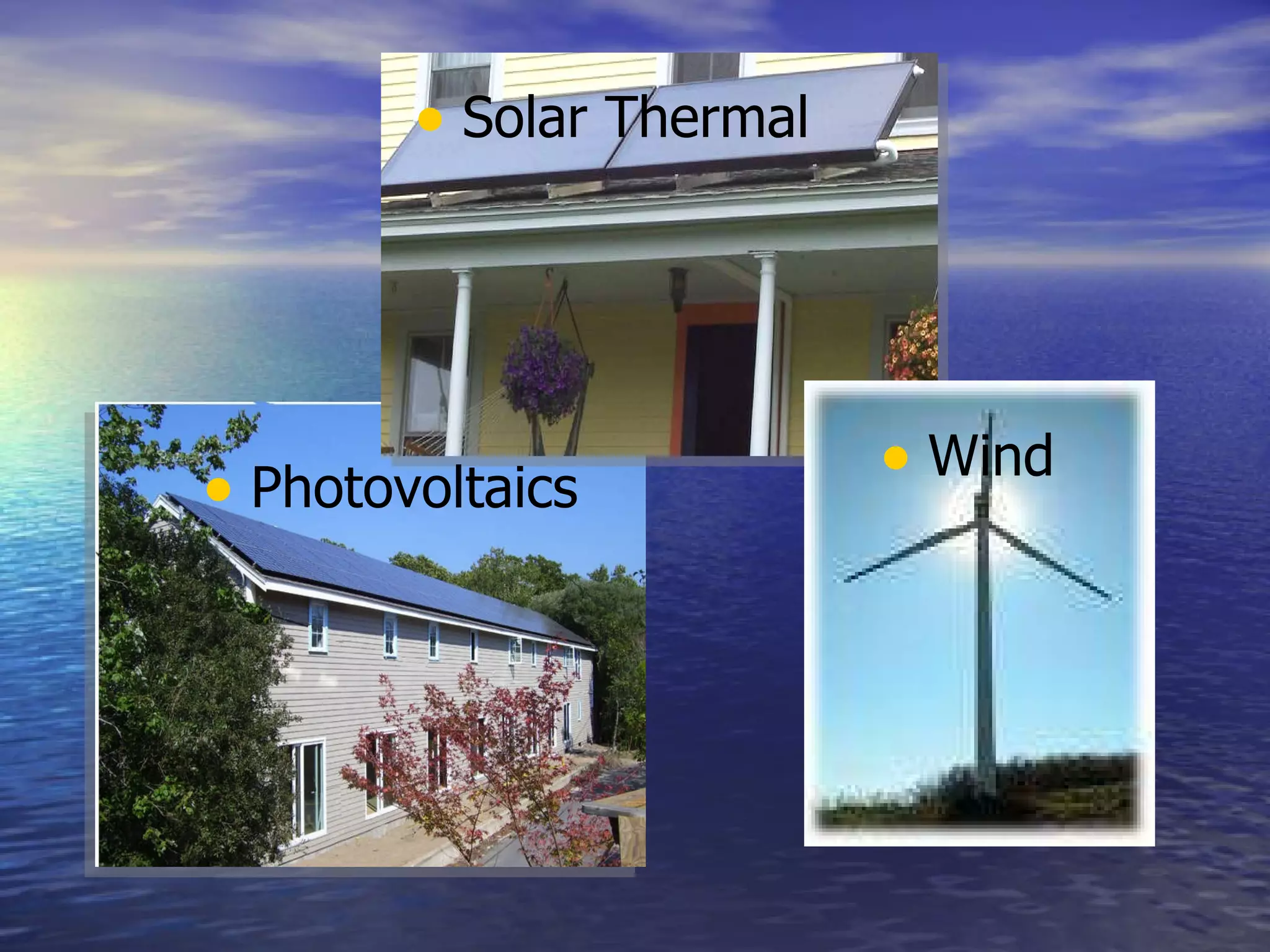 Solar Thermal Photovoltaics Wind 