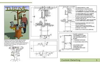 Museum of Natural Sciences group project.
I designed the custom café coffee cart to
portray the concept of thrive. Detail drawings in
AutoCAD and Computer 3D Model drawn in
Google Sketch-up.




                                                    Custom Detailing   5
 
