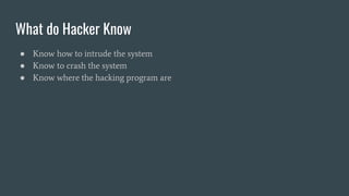Hacking its types and the art of exploitation | PPTX