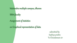 submitted by
Sophiya prabin
To Choodamani sir
Mahendra multiple campus, dharan
BBMfaculty
Assignment of statistics
on Graphical representation of data
 