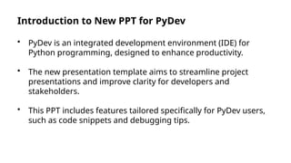 New Ppt For Pydev for referring as basic document to understand pydev ...