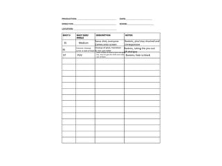 35
Baskets, fade to black
After to back of head it turns into ptsd
Pov, then he gets the knife and stabs
one of them
Baskets, ptsd stay shocked and
Unresponsive
Same shot, everyone
Comes onto screen
Medium
37 POV
Baskets, taking the piss out
Of ptsd guy
Closeup of ptsd, transition
To him pov killer
Extreme closeup
Circle to bak of head
36
 