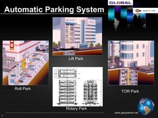 Non Pallet Parking System




      Roll Park     Lift Park     TOR Park




                                www.gesystems.net
7
 