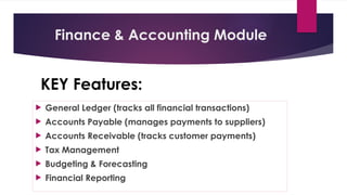 Finance Data Module Comprehensive Overview of ERP Modules: Finance, Manufacturing, BI, and ...