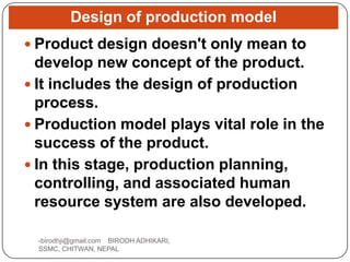 Production Design Model New product design | PPTX