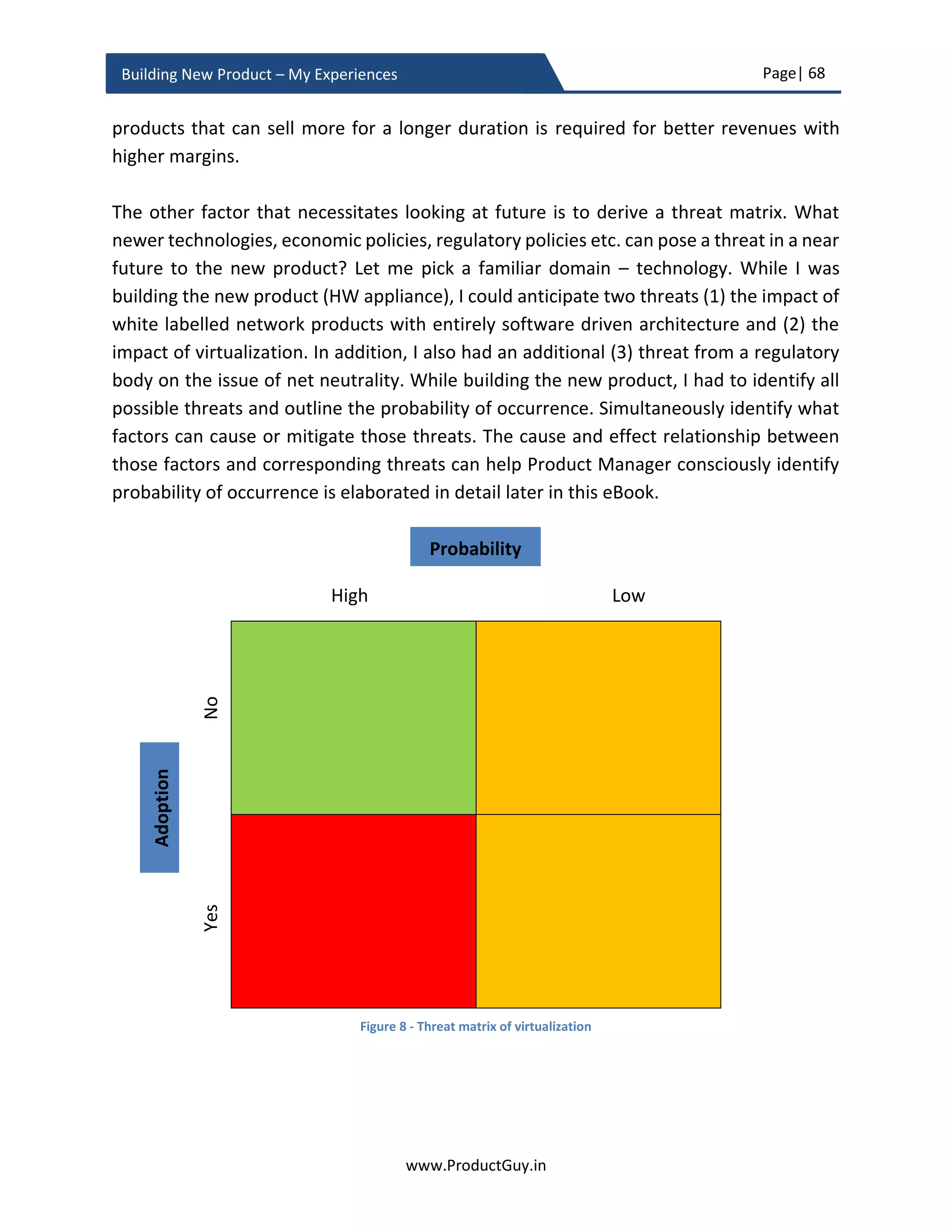 Page| 68
www.ProductGuy.in
Building New Product – My Experiences
In a transactional engagement, employees know what they are doing albeit with little
clarity on why they are doing what they are doing. There is also little clarity on where they
are heading. They come, they work, and they go with lots of ambiguity in direction and
purpose. Under such circumstances, each employee is a mere foot soldier acting upon
certain instructions and when they had to make certain hard choices, they always falter,
because employees did not embrace any purpose or values.
Figure 11 - Transformational Engagement vs Relational Engagement
On the contrary, in a relational engagement, the belief and purpose will define a set of
values (refer to Apple example provided earlier) and those values when imbibed into the
DNA of each employee will give them enough knowledge on how to react in any situation
by upholding those values. The decision-making will be flat and it does not always have
to traverse from top to bottom. Employees always have best knowledge and wisdom to
make a decision. Organizations make better products and survive longer if decision
making is not centralized. However, Organization should aid its employees with
guidelines. Belief and purpose are the only way to provide guiding principle or tenets for
the decision-making process.
It is not what we make or sell. It is what we
believe makes a lot of difference both internally
and externally
How
What
Why
Transactional Engagement Relational Engagement
 