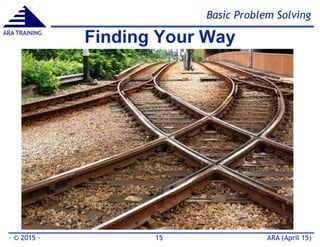 Basic Problem Solving
ARA (April 15)- © 2015 - 15
ARA TRAINING
Finding Your Way
 