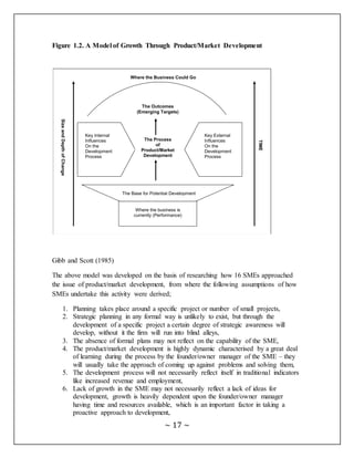 ~ 17 ~
Figure 1.2. A Model of Growth Through Product/Market Development
Gibb and Scott (1985)
The above model was develope...