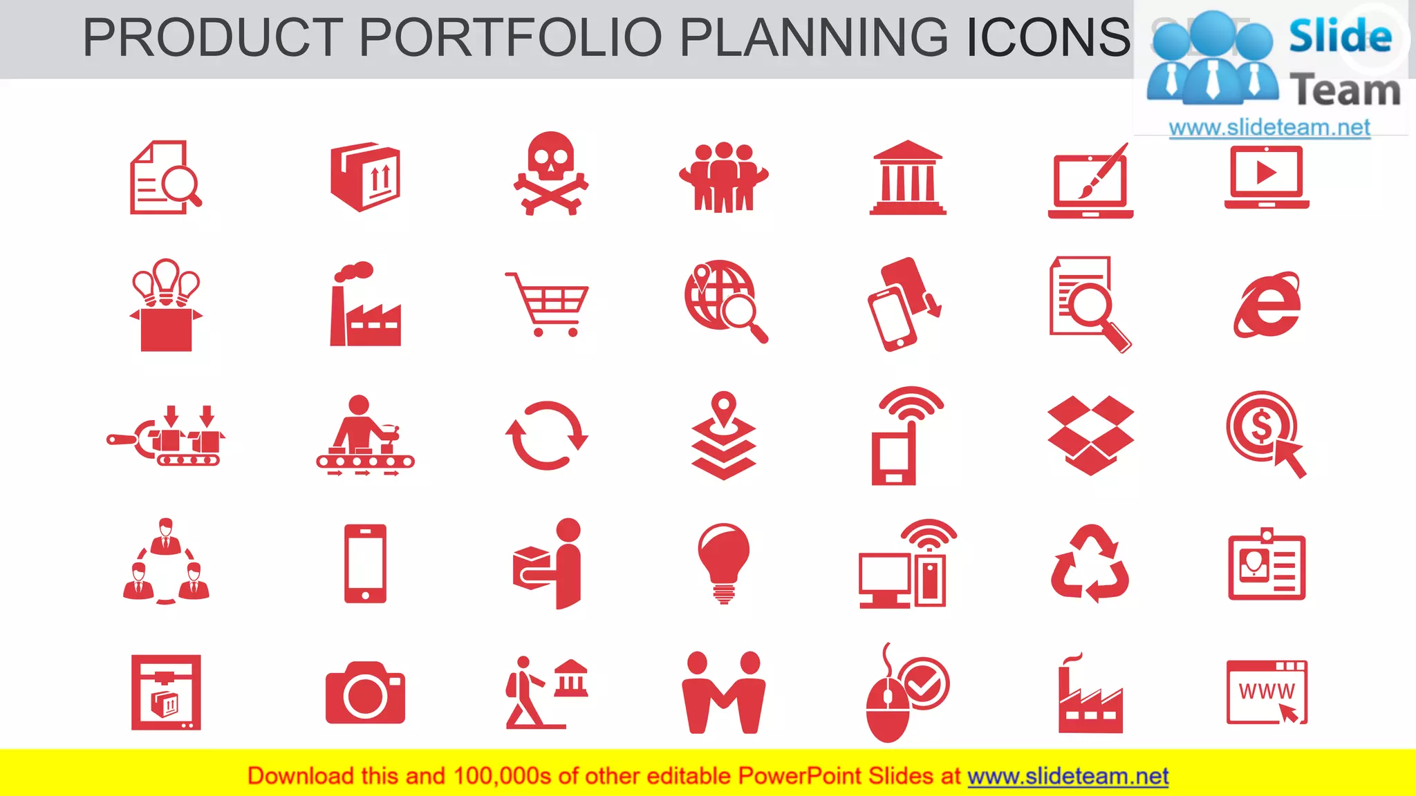 PRODUCT PORTFOLIO PLANNING ICONS SET 63
 