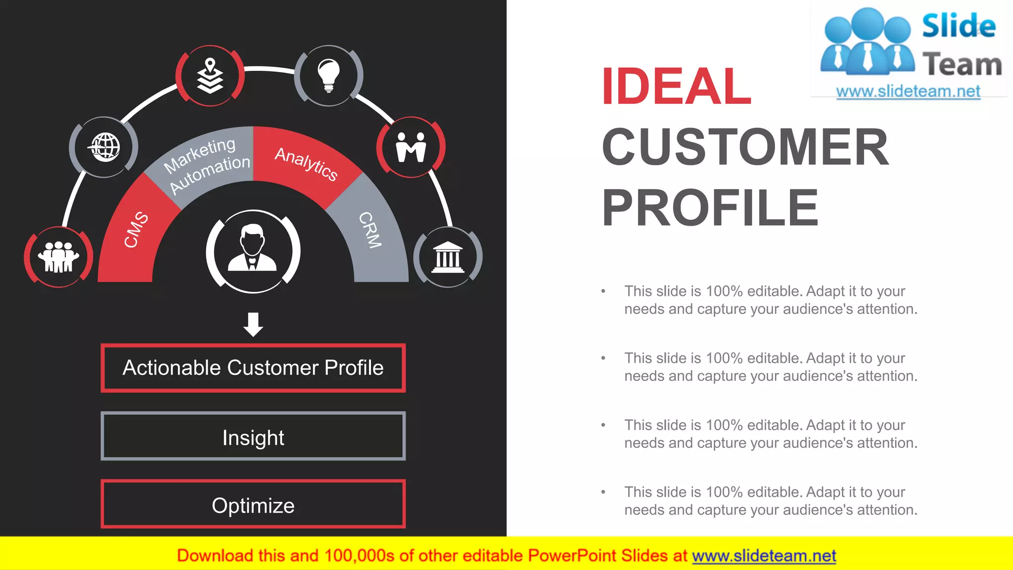 22
IDEAL
CUSTOMER
PROFILE
• This slide is 100% editable. Adapt it to your
needs and capture your audience's attention.
• This slide is 100% editable. Adapt it to your
needs and capture your audience's attention.
• This slide is 100% editable. Adapt it to your
needs and capture your audience's attention.
• This slide is 100% editable. Adapt it to your
needs and capture your audience's attention.
Actionable Customer Profile
Insight
Optimize
 