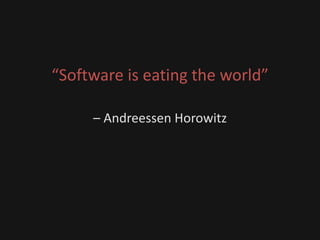 “Software is eating the world”
– Andreessen Horowitz
 