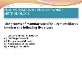 SOIL CEMENT BRICK WITH FLY ASH | PPTX