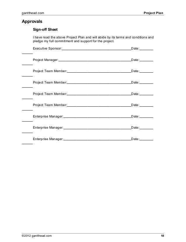 new projectplandefinition1 project sign off sheet