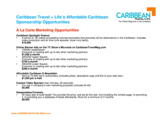 New Proposal For Caribbean Travel Channel