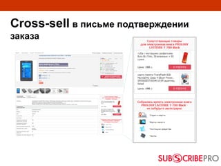 Cross-sell в письме подтверждении
заказа
 