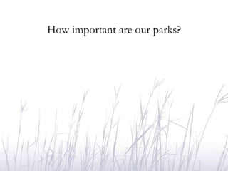 How important are our parks?
 