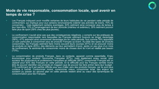 Mode de vie responsable, consommation locale, quel avenir en
temps de crise ?
▪ Les Français indiquent avoir modifié certa...