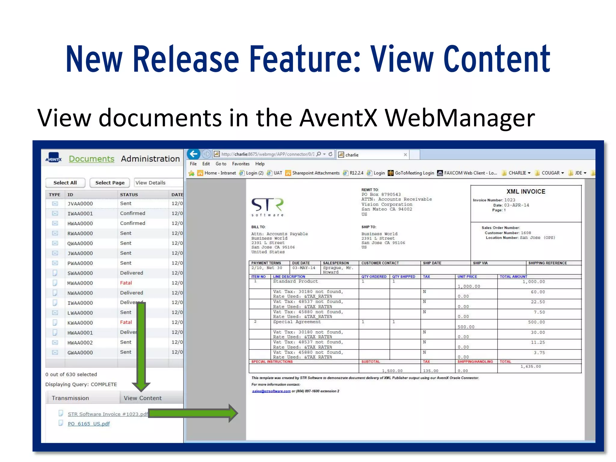 New Release Feature: View Content
View documents in the AventX WebManager
 