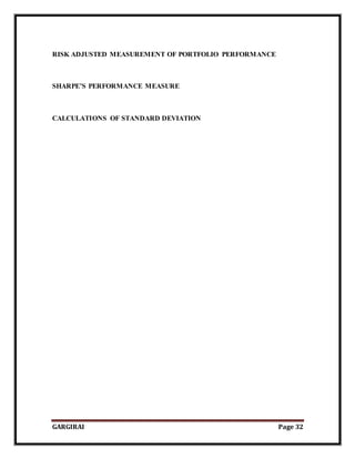 GARGIRAI Page 32
RISK ADJUSTED MEASUREMENT OF PORTFOLIO PERFORMANCE
SHARPE’S PERFORMANCE MEASURE
CALCULATIONS OF STANDARD DEVIATION
 