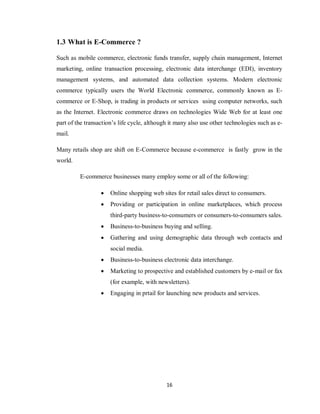 e commerce project report,E-Commerce,Eshop,report | PDF