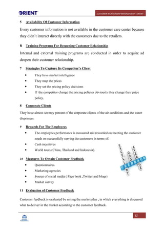 Orient Customer Relationship Management Project Report | PDF