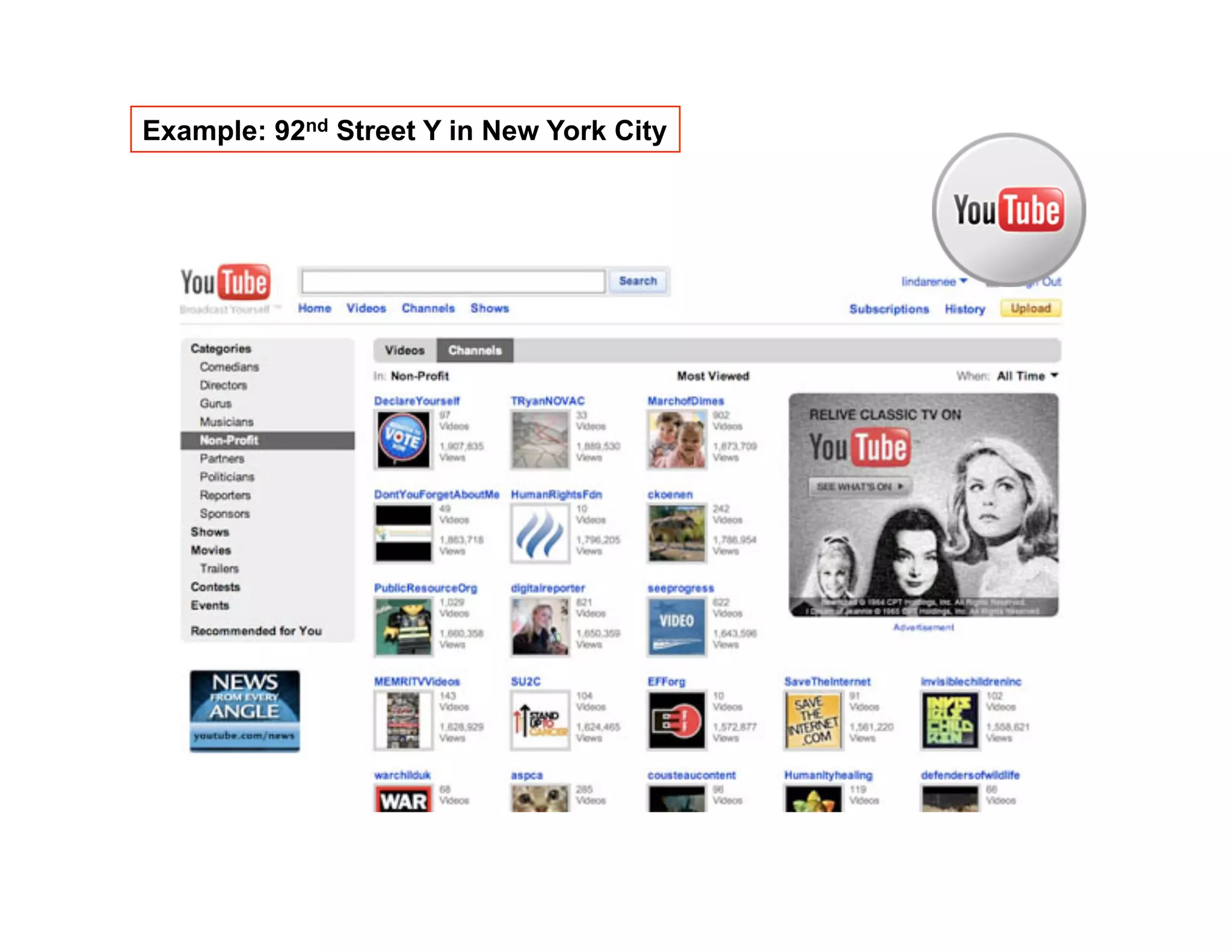 Example: 92nd Street Y in New York City
 