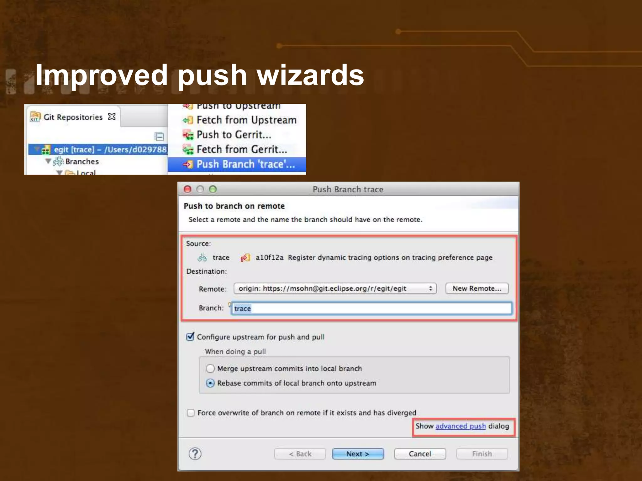 Improved push wizards
 