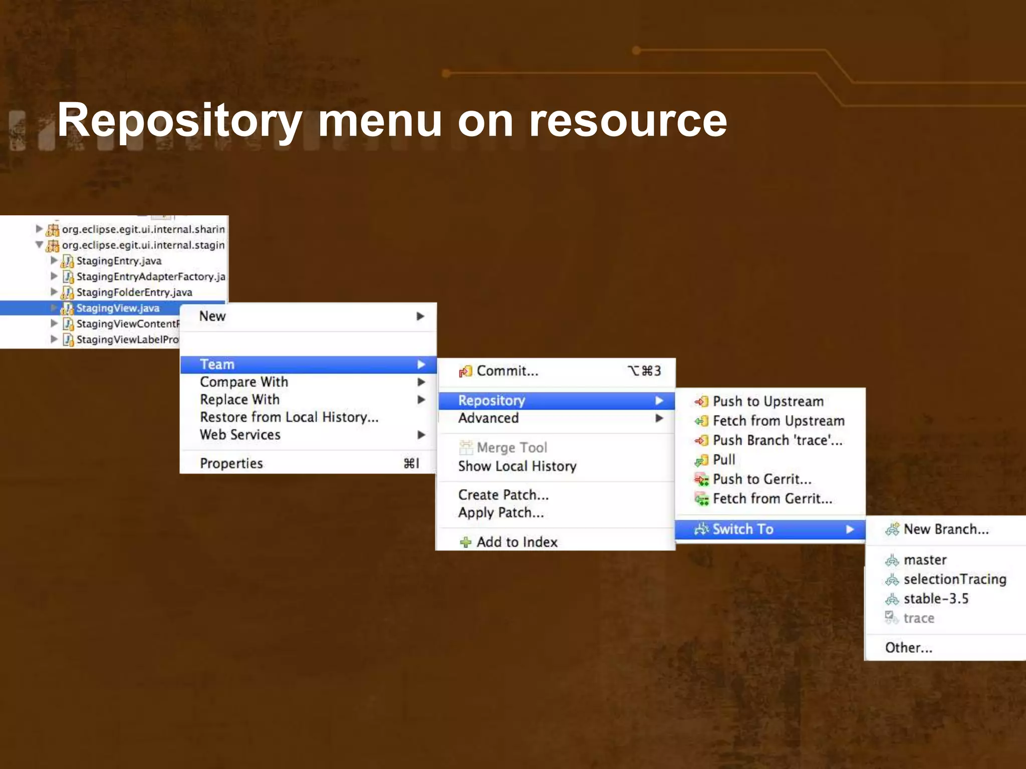 Repository menu on resource
 