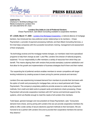 Lenders One News Q1 09