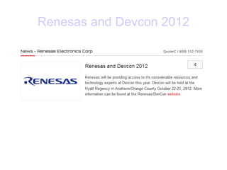 Renesas and Devcon 2012
 