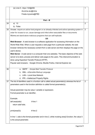 CBSE Class 12 Computer Science(083) Sample Question Paper 2020-21