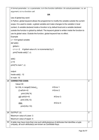 CBSE Class 12 Computer Science(083) Sample Question Paper 2020-21